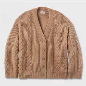 Knit Cable Stitchch Cardigan Tan
